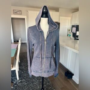 Women’s Pink Lotus Mineral Wash Zip-Up Hoodie Boho Floral Back size small